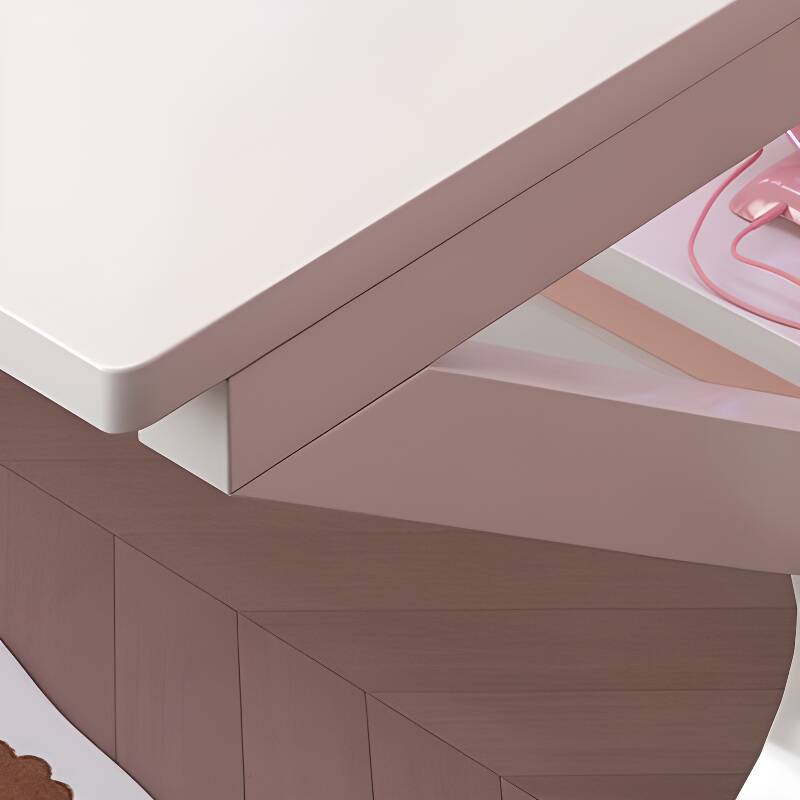 Modern Rectangular Laminate Office Computer Desk with Exterior Shelf and Cable Management