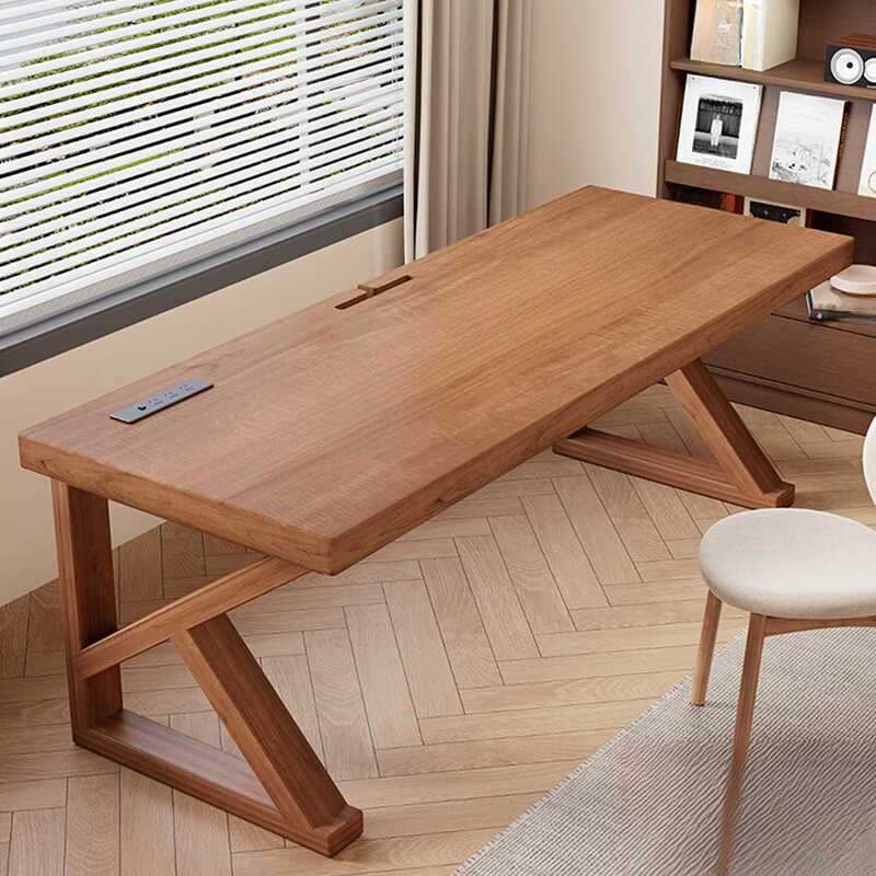 Modern Simple Style Rectangular Pine Wood Writing Table in Light Brown