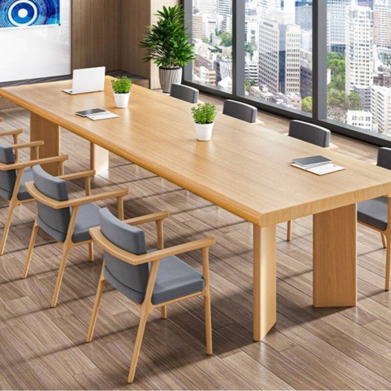 Minimalist Rectangular Natural Wood Writing Table in Unfinished Colour