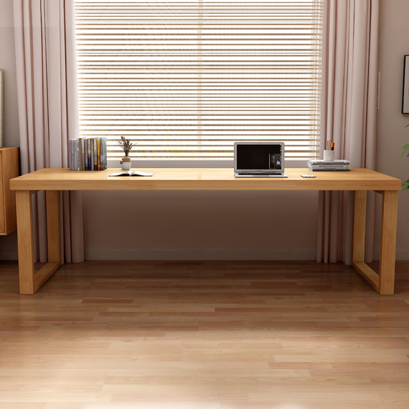 Minimalist Rectangle Rubberwood Office Desk in Dove Grey/White/Cocoa