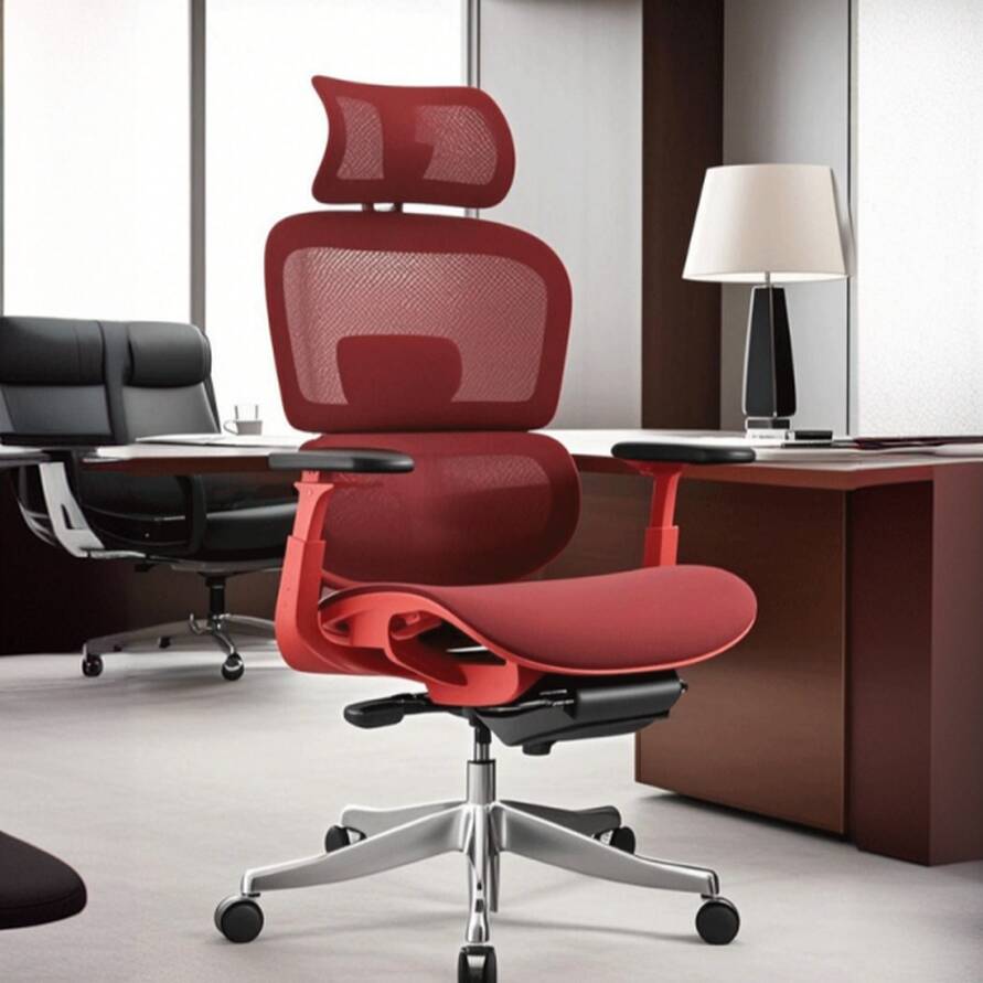 Mesh Office Chairs with Leg Rest, Waterfall Seat, Lumbar Support, Headrest & Height Adjustable Armrests, Tilt Available