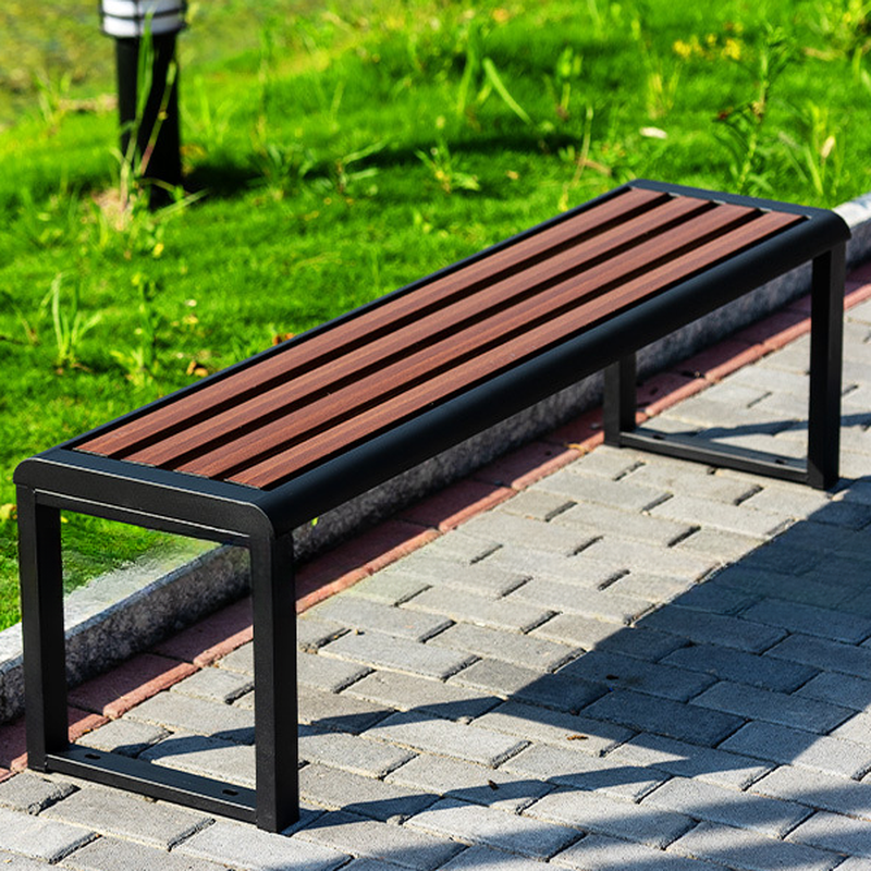 Simple Picnic Bench with Alloy Frame in Sepia
