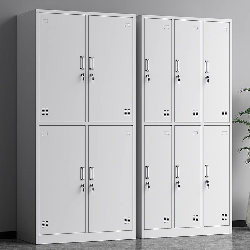 2-tier/3-layer/4-tier 3-Wide/2-Wide Dove Grey Gym & Locker Room Lockers with Shoe Storage, Key & Louvered Doors, Nine Compartments/8 Compartments/Six Compartments