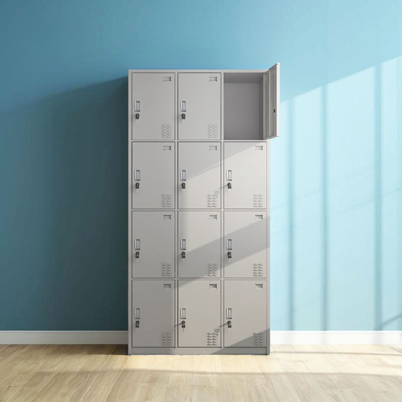 Dove Grey Steel 2-Wide/3-Wide 2-layer/4-layer Gym & Locker Room Lockers with Key, Louvered Doors & Eight Compartments/Six Compartments/4 Compartments