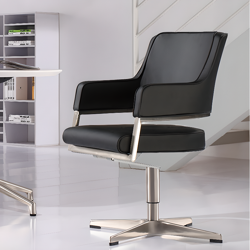 Simple Ergonomic Conference Style Seating in Carmine/Light Green/Citrus Colour with Armrest and Metal Frame