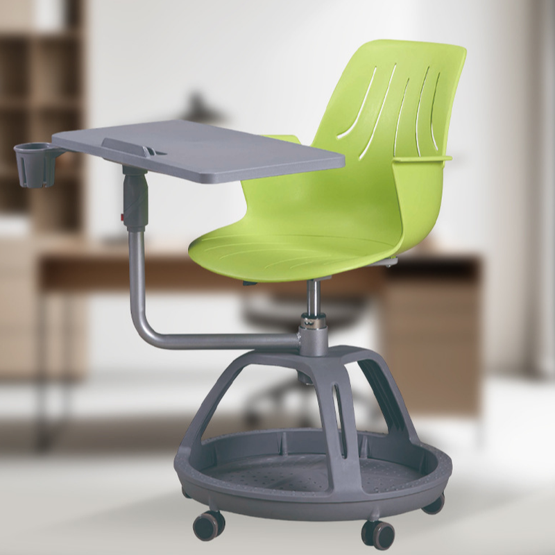 Simple Light Green Synthetic Ergonomic Office Chairs with Armrest and Portable Wheels