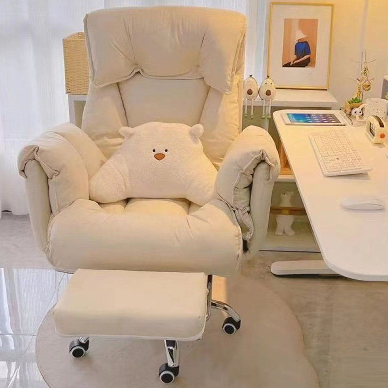 Upholstered Office Chairs with Arms, Wheeled, Foot Platform, Adjustable Back Angle, and Headrest