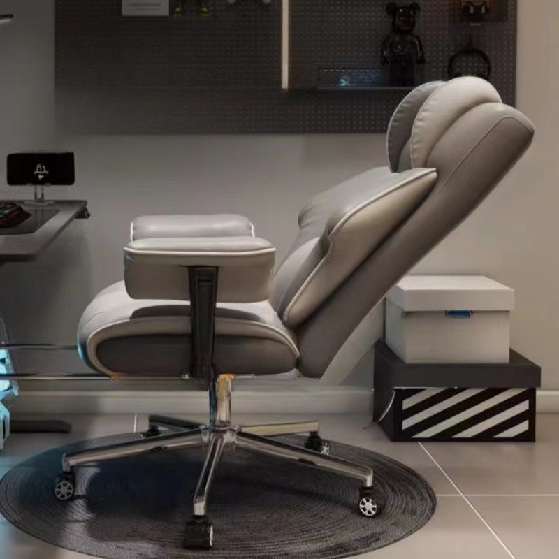 Office Chairs with Ink/Grey/Chalk Seating, Rollers, Metal Frame, Foot Platform, Lumbar Support, Adjustable Back Angle, and Headrest