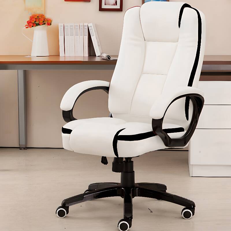 Minimalist Chalk/Carmine Executive Chair with Polymerized Material Frame and Tilt Mechanism