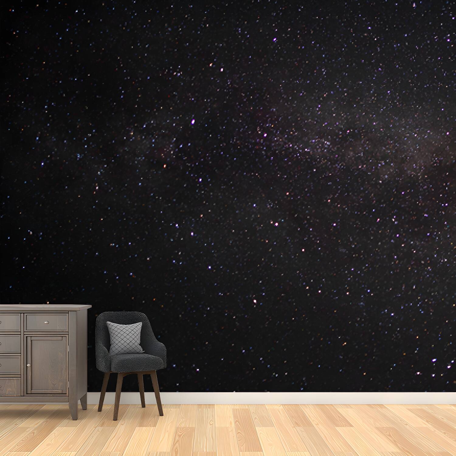Black Night Sky Wallpaper Mural Starry Modern Waterproofing Wall Covering for Home