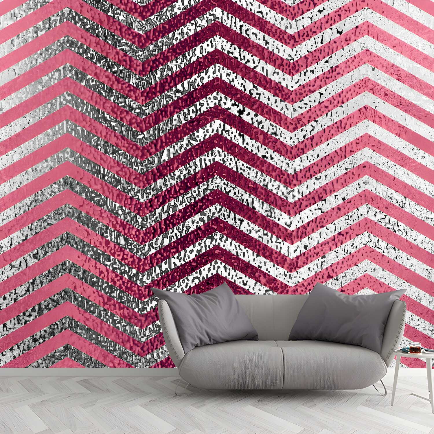 Washable Herringbone Foil Wall Mural Custom Modern Style Wall Art for Living Room