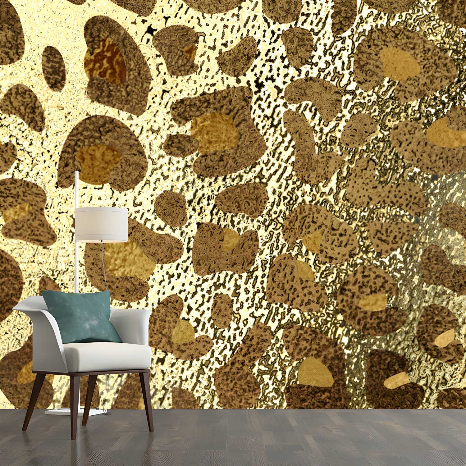Trendy Leopard Print Foil Mural Bright Colour Moisture Resistant Wall Decor for Living Room