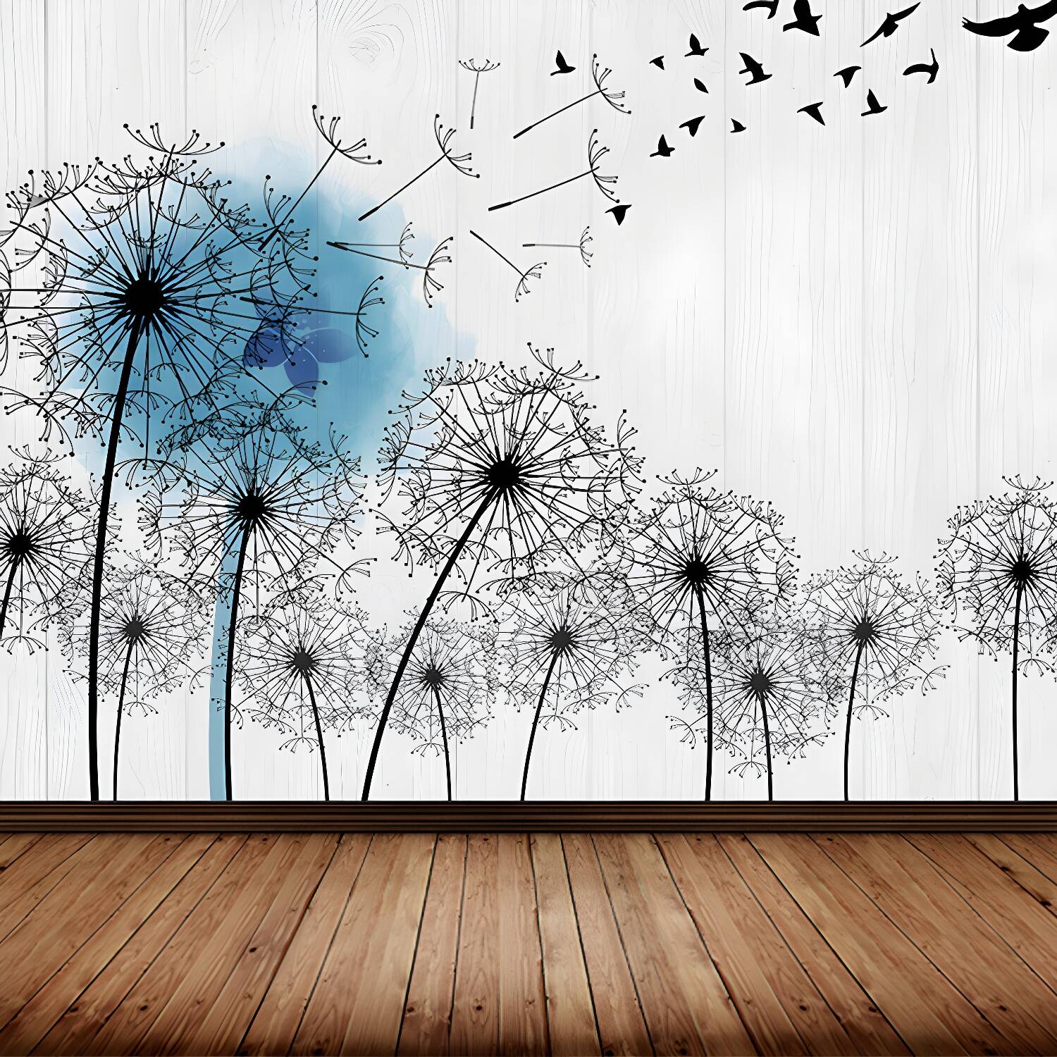 Soft Colour Dandelion Mural Decal Moisture-Proof Modern Living Room Wall Covering