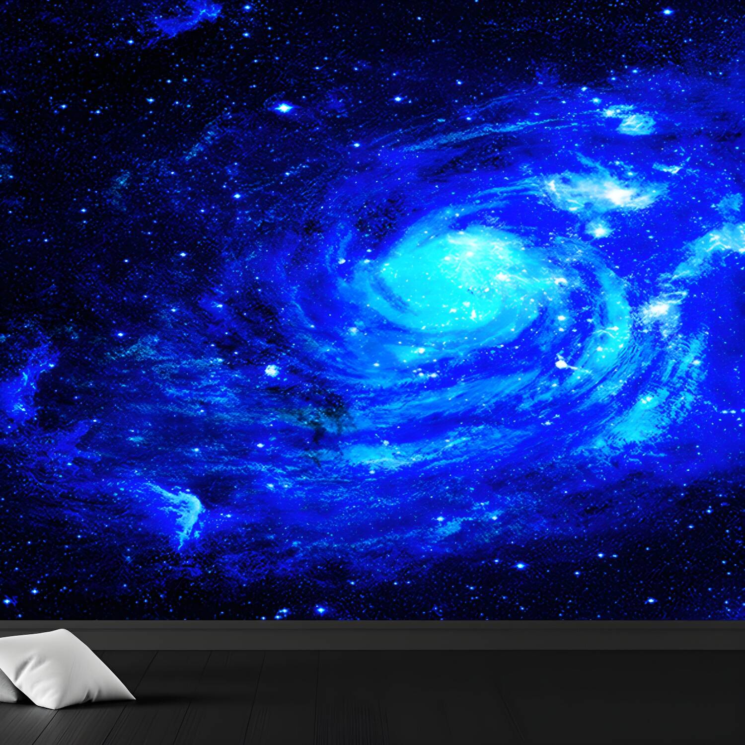 Contemporary Stars Spiral Scenery Mural Wallpaper Blue Astronomy and Space Wall Covering