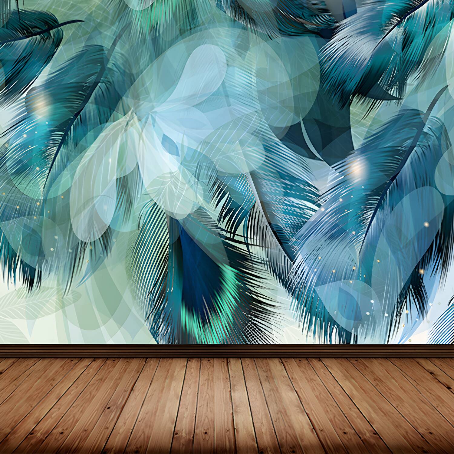 Extra Large Feather Mural Light Colour Non-Woven Wall Art for Home Decor, Personalized