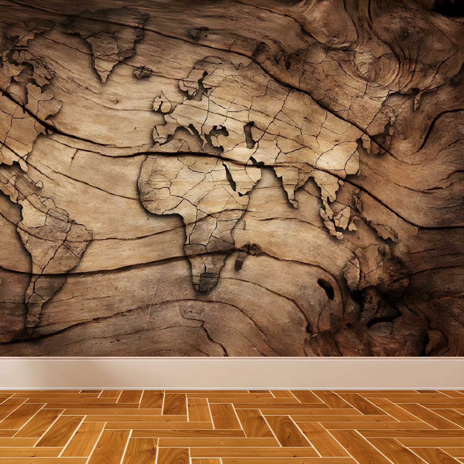 Full Size Illustration Modern Mural Wallpaper with Various World Map in Light Colour
