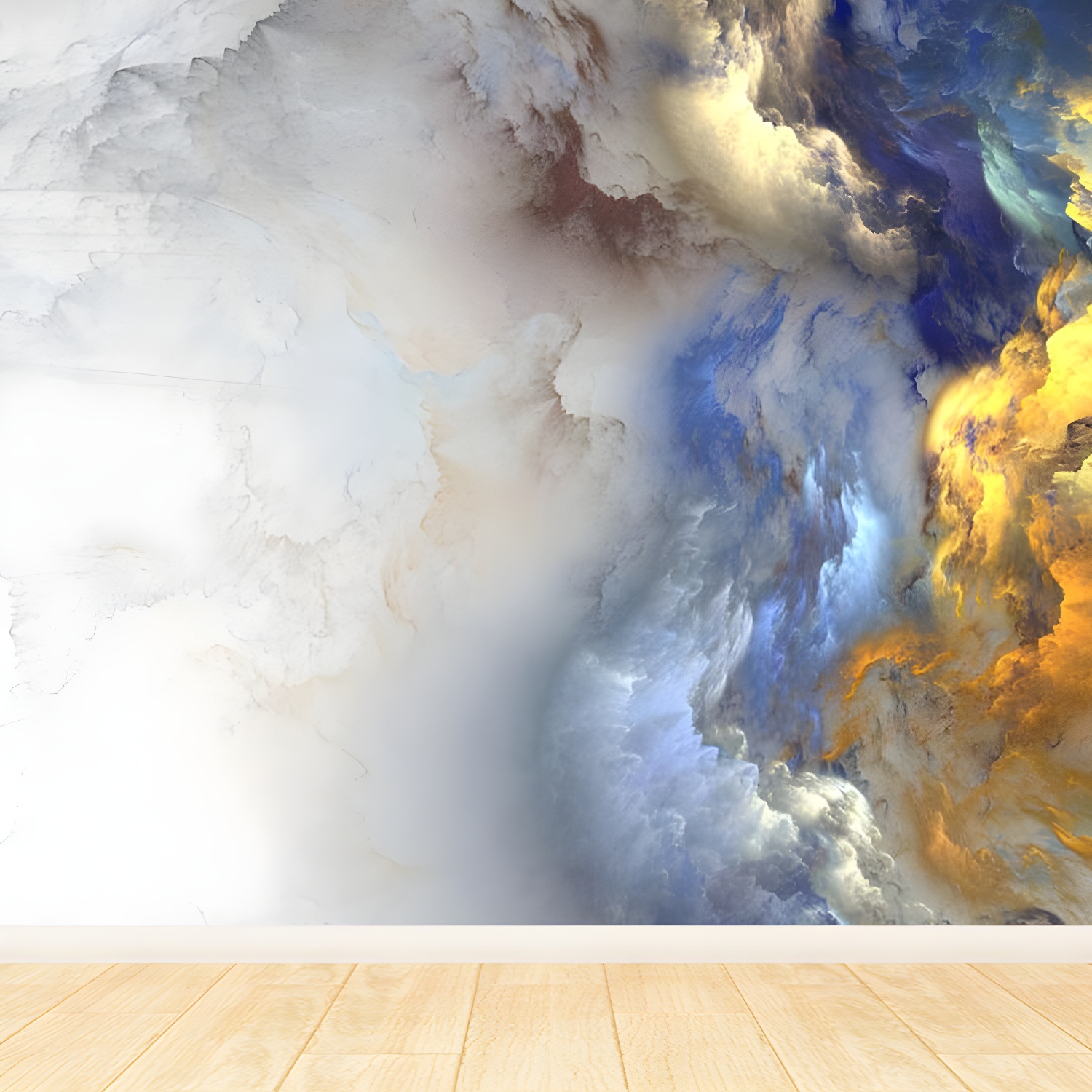 Modern Serene Sky Mural Wallpaper Non-Woven Stain-Proof Light Colour Wall Art for Boys Room