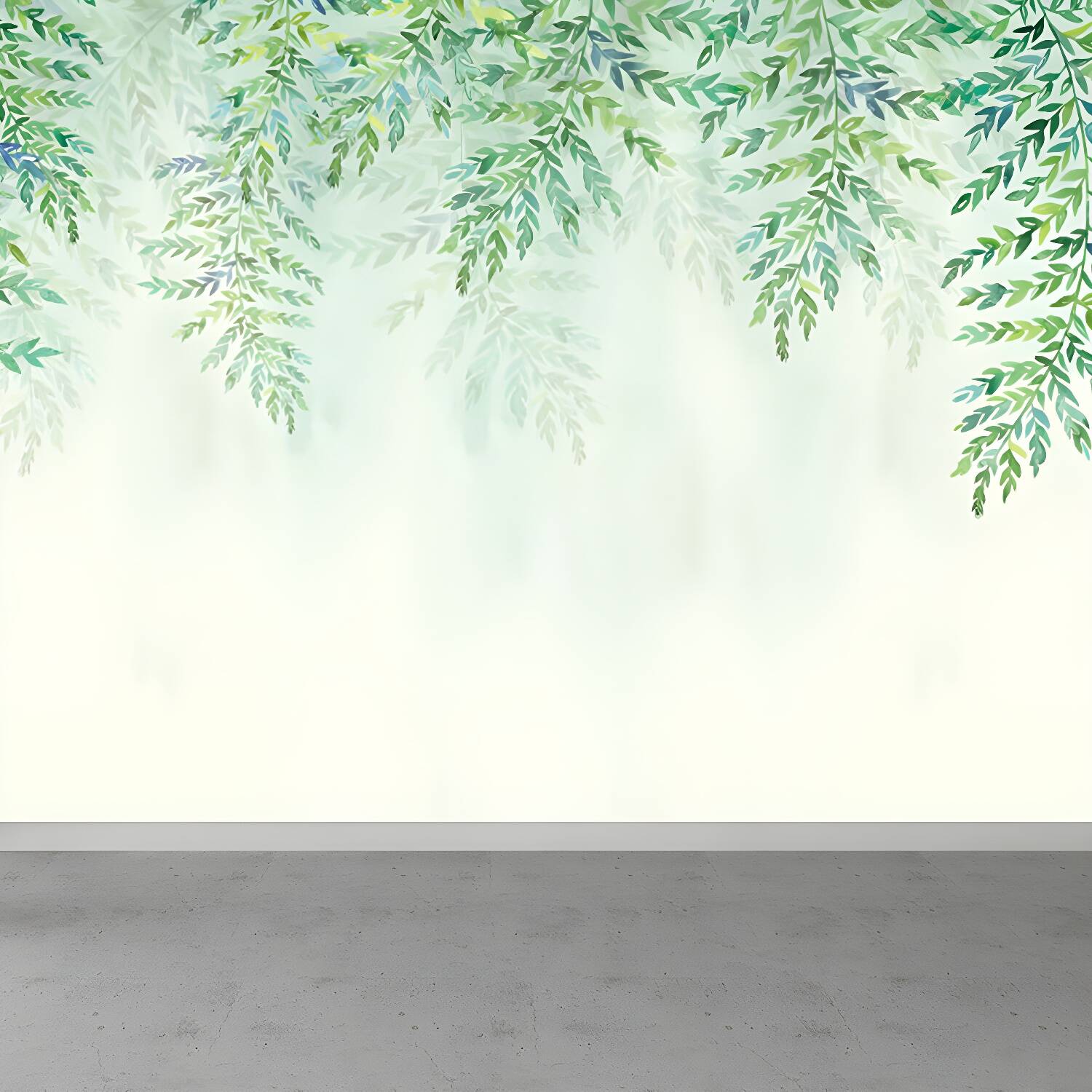 Huge Leaves Mural Decal for Bathroom Botanical Wall Art in Pastel Colour, Moisture Resistant