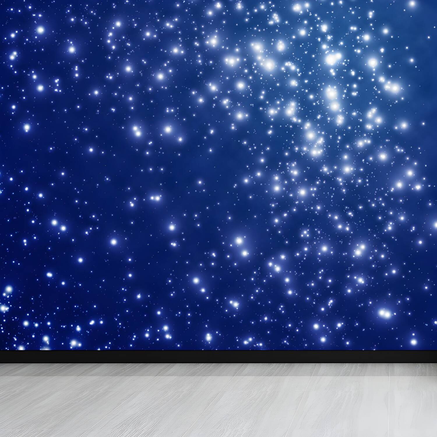 Night and Star Sky Mural Modern Smooth Wall Art in Dark Colour for Children Bedroom