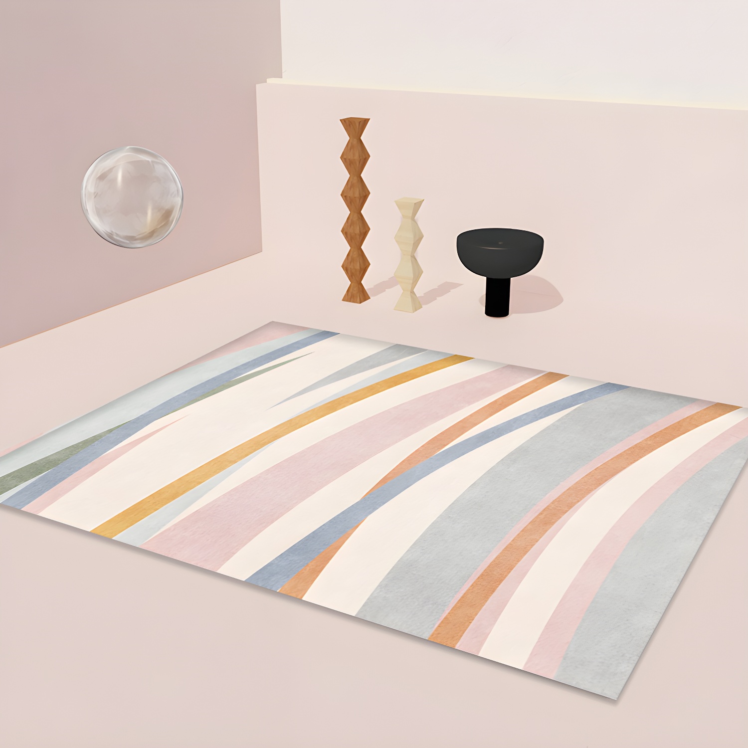 Colourblock Rug Polyester Modern Rug Washable Anti-Slip Pet Friendly Area Rug for Living Room