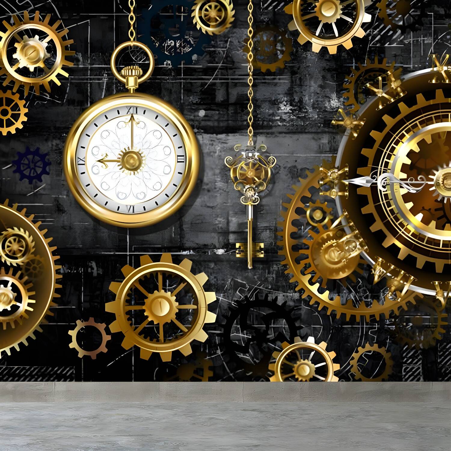 Industrial Metal Look Wallpaper Mural Non-Woven Waterproof Dark Colour Wall Art for Room