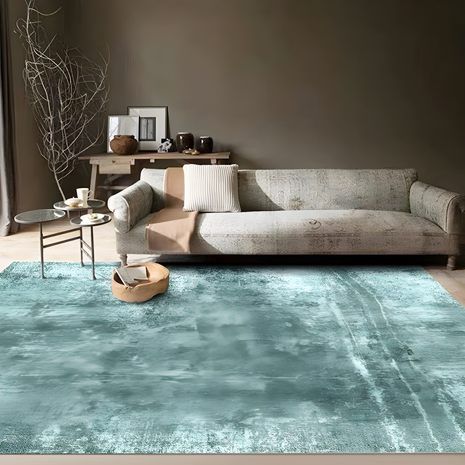 Bedroom Area Rug Shabby Chic Abstract Pattern Rug Polyester Machine Washable Non-Slip Backing Rug