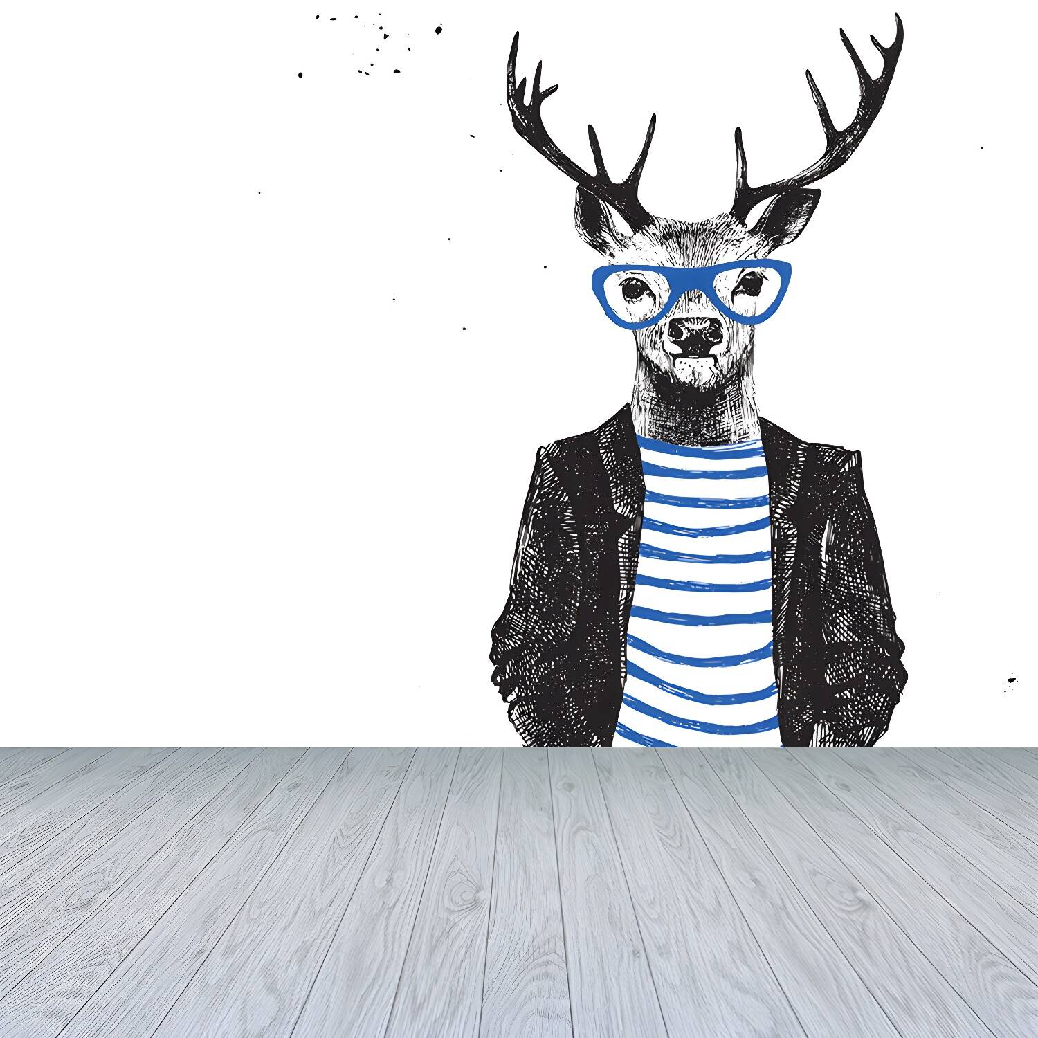 Big Animal Wall Paper Mural Nordic Cool Fashion Wall Decor in Pastel Colour for Teens Room