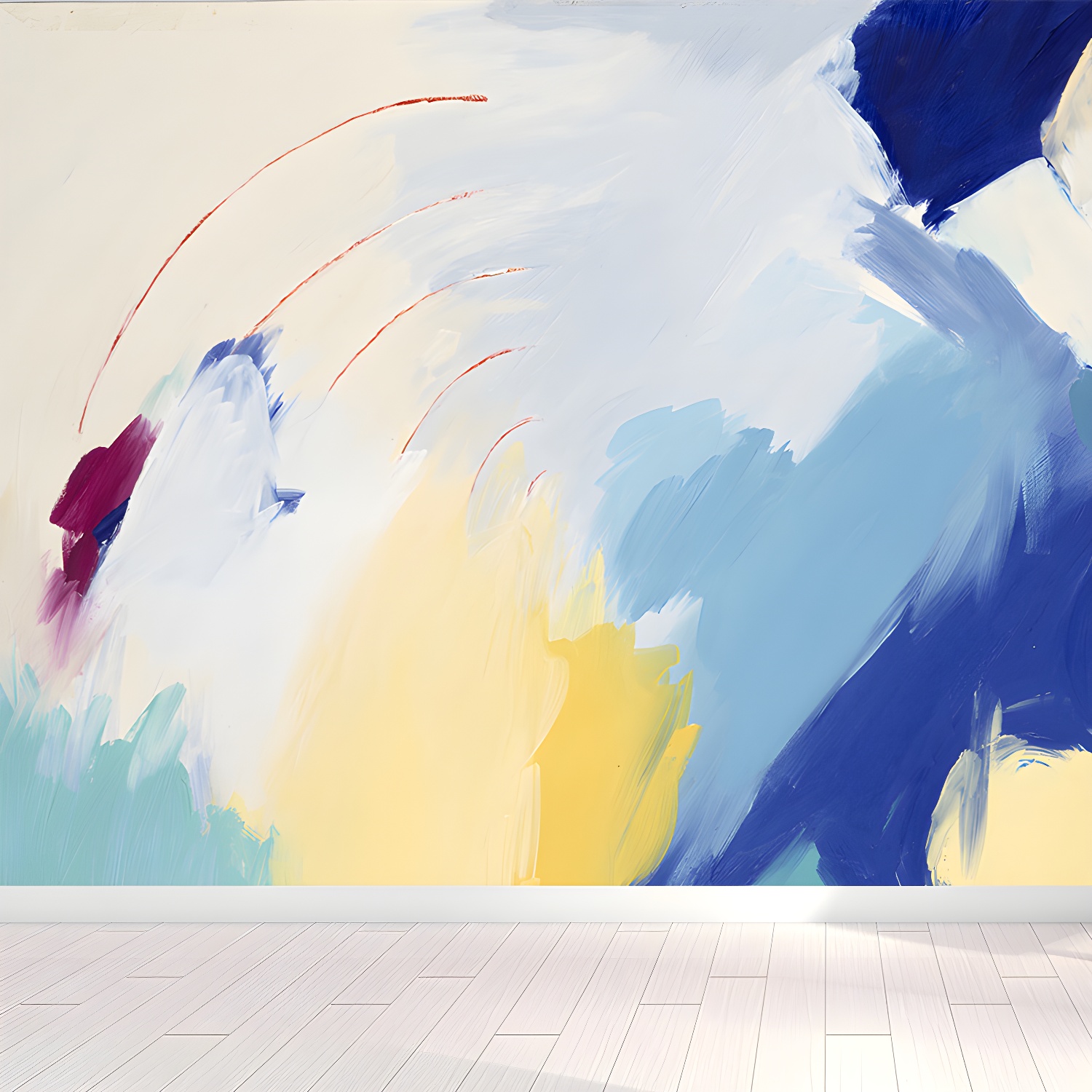 Painting Print Abstract Mural Wallpaper Large Wall Art for Room, Custom Size Available