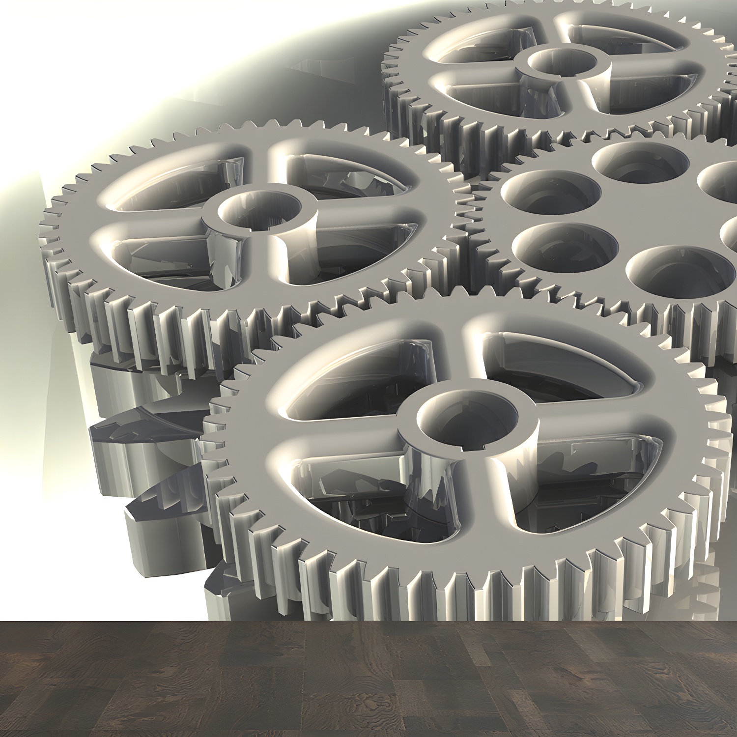 Full Size Machine Gear Mural Industrial Cool Metal Wall Decor in Light Colour for Bedroom