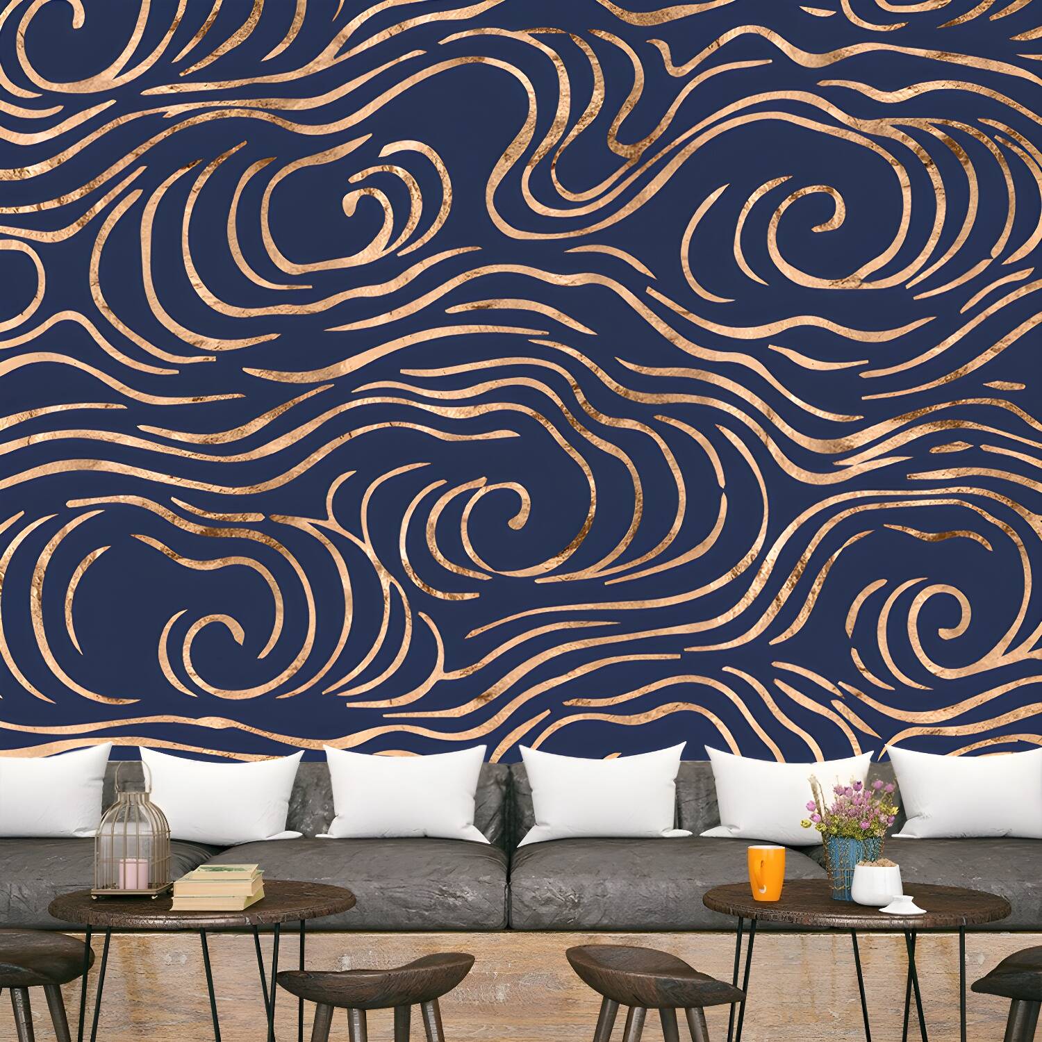 Non-Woven Home Decor Mural Wallpaper Modern Clouding Pattern Wall Covering, Customised