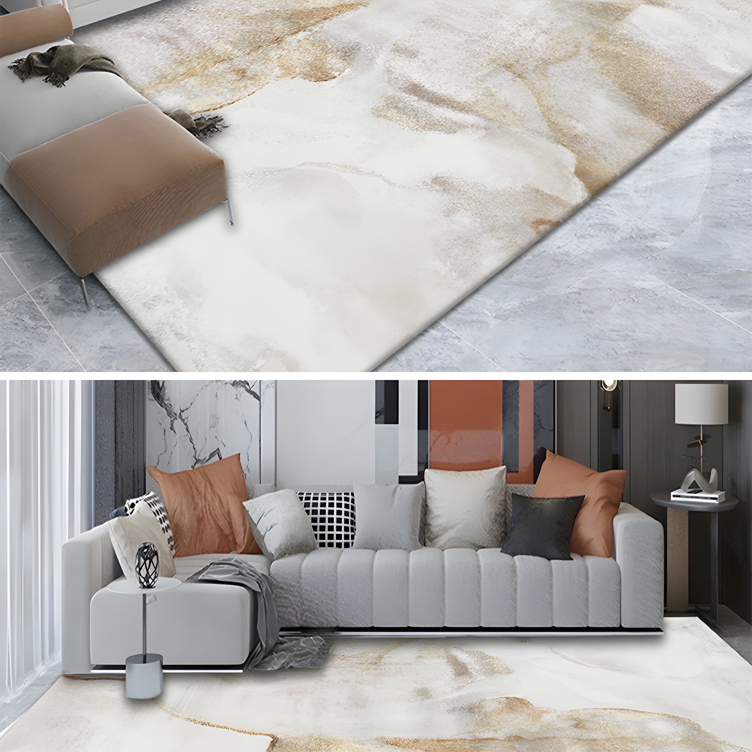 Postmodernism Abstract Area Rug Multi-Colour Synthetics Rug Anti-Slip Washable Stain Resistant Rug for Great Room