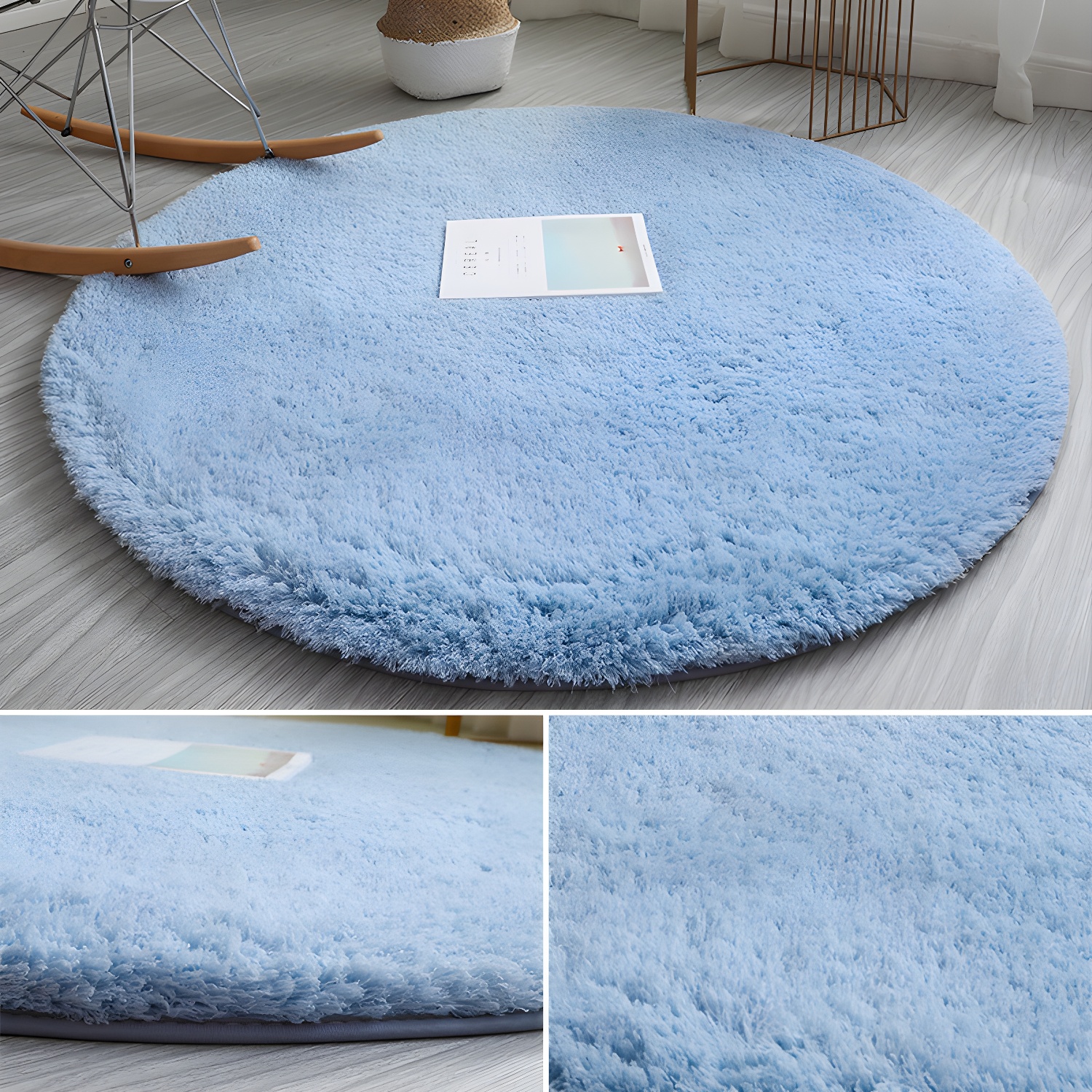 Relaxing Plain Rug Multi Coloured Faux Wool Carpet Machine Washable Non-Slip Rug for Bedroom