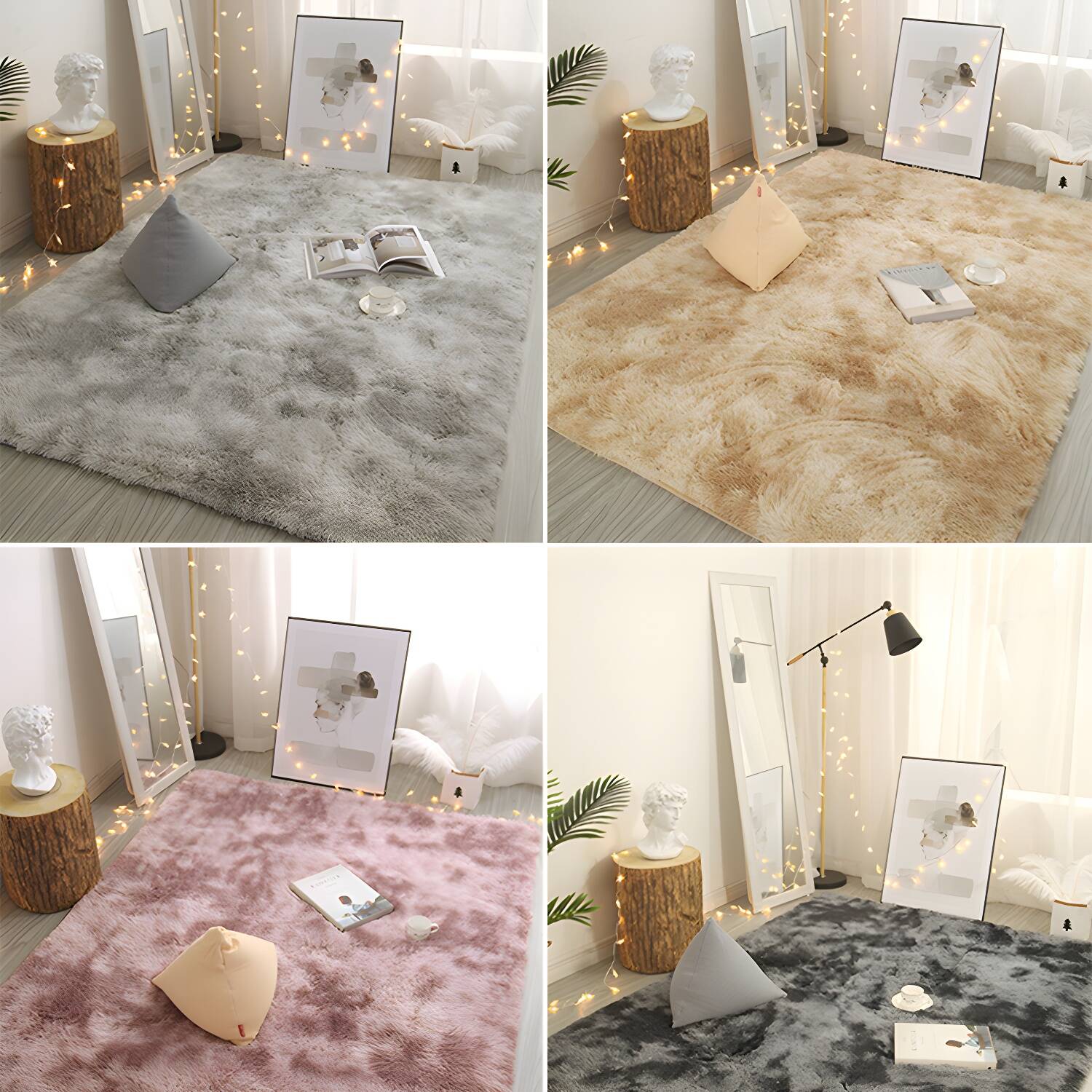 Relaxing Tie Dye Printed Rug Multi Colour Shag Area Carpet Anti-Slip Washable Easy Care Rug for Decoration