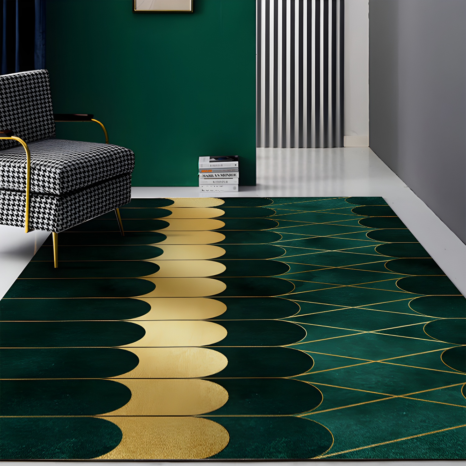 Multi-Colour Bedroom Rug Nordic Geometric Printed Carpet Cotton Blend Non-Slip Backing Easy Care Area Rug