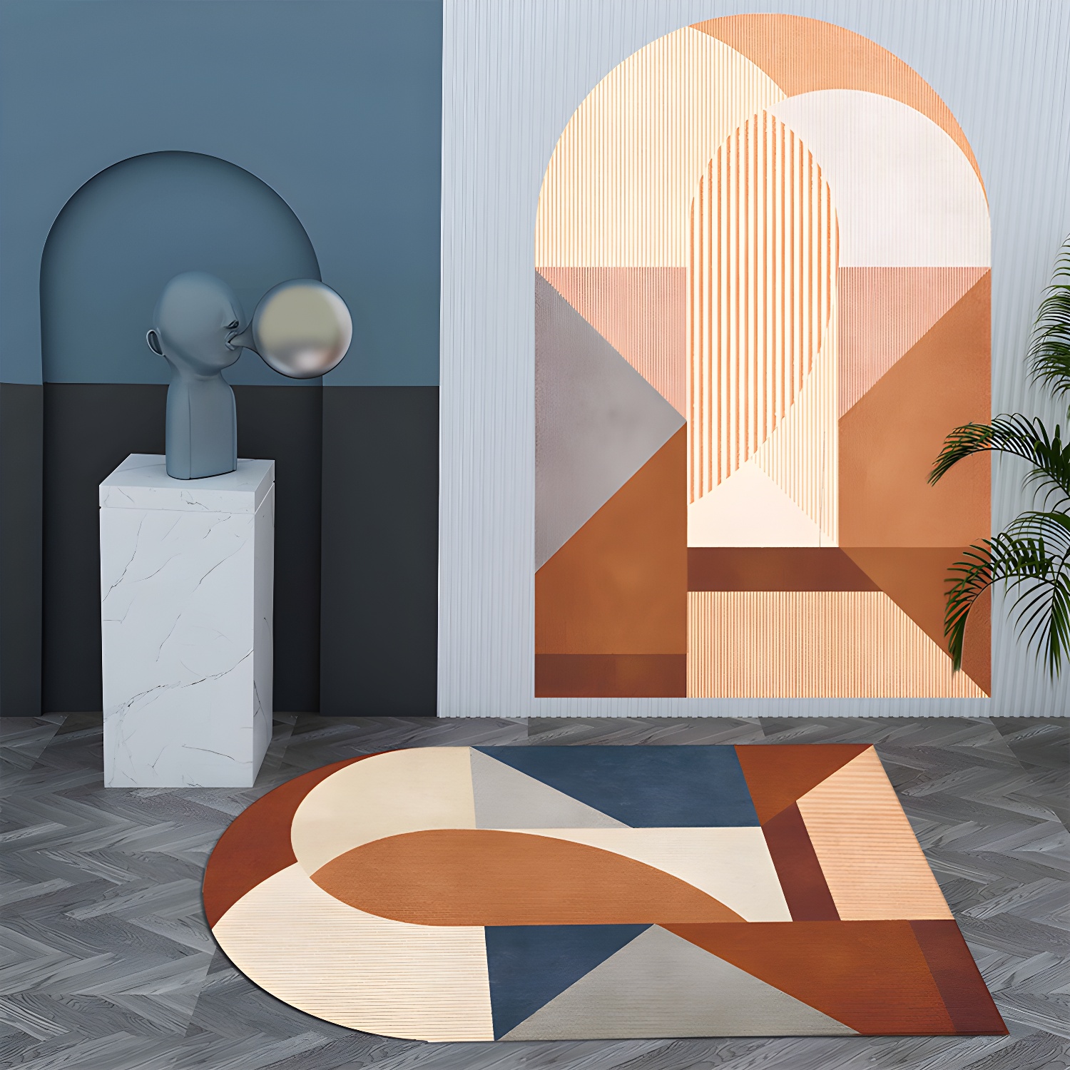 Simple Luxe Rug Multi Coloured Geometric Patterned Area Rug Easy Care Pet Friendly Indoor Rug for Living Room