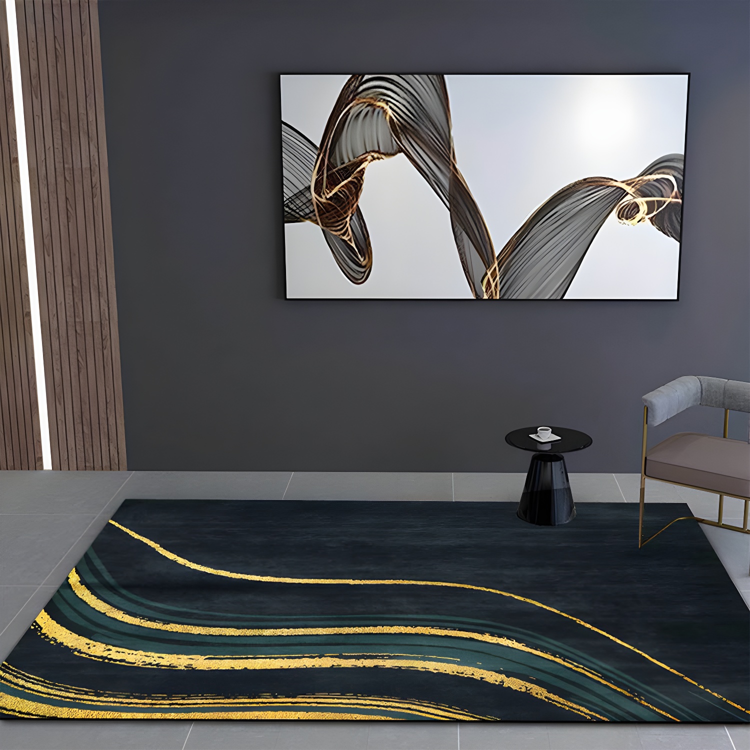 Multi Coloured Abstract Rug Polypropylene Chinese Carpet Easy Care Pet Friendly Washable Indoor Rug for Decor