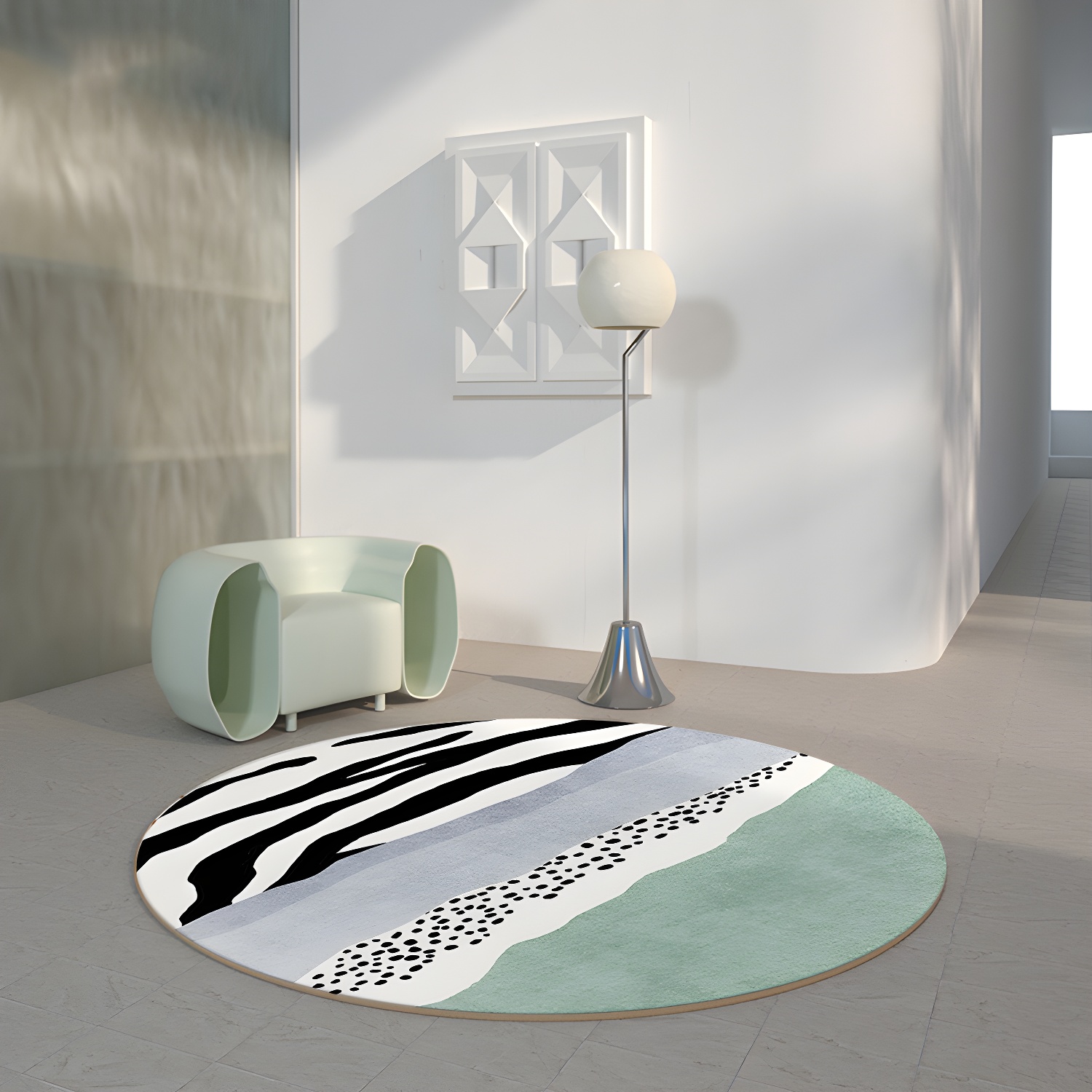 Luxury Living Room Rug Multi Coloured Colour Block Area Carpet Polypropylene Non-Slip Pet Friendly Rug