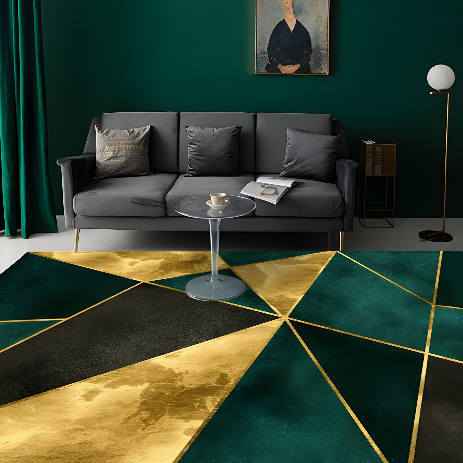 Contemporary Geometric Print Rug Multi Colour Polypropylene Carpet Anti-Slip Backing Machine Washable Rug for Parlor