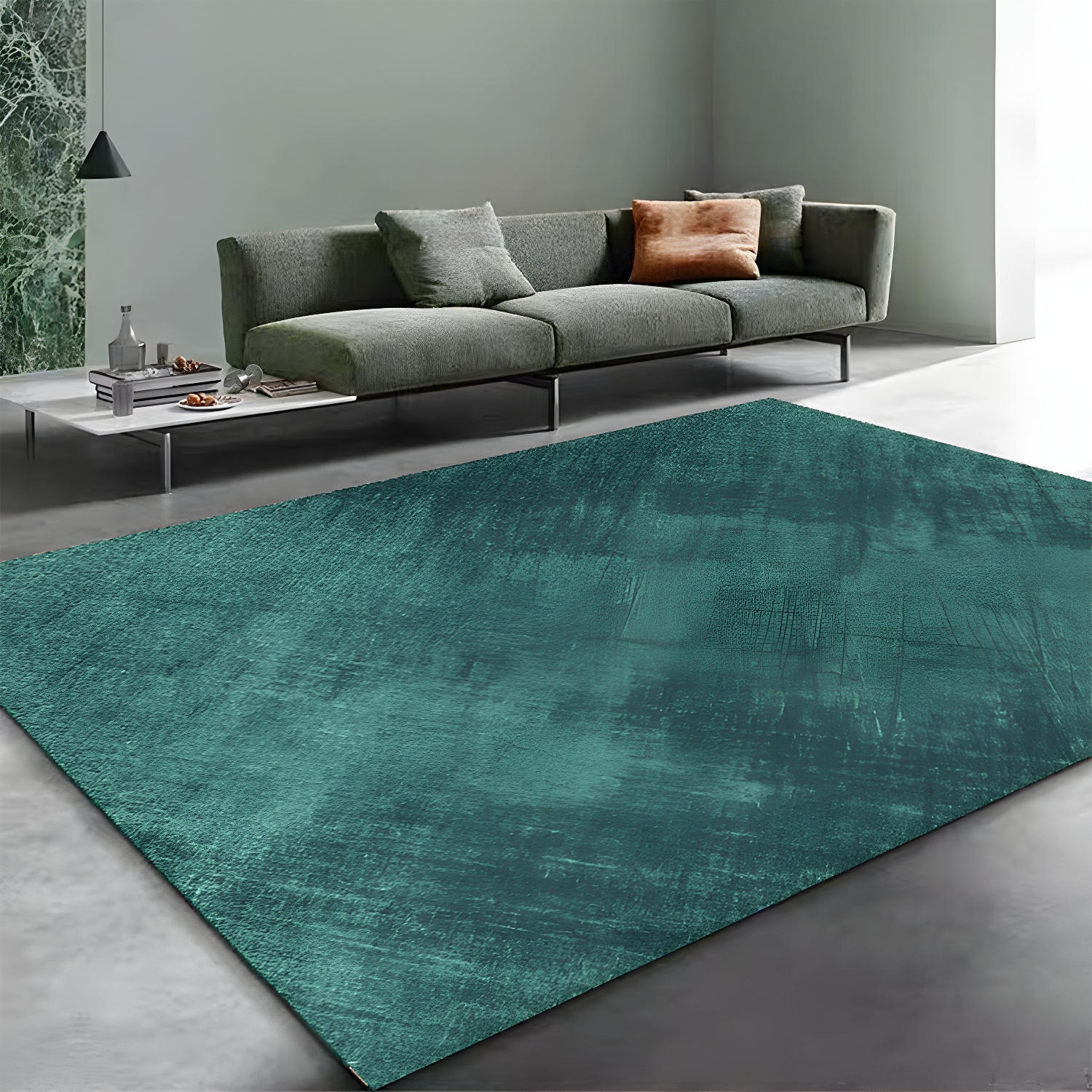 Atrovirens Bold Area Rug Polyster Carpet Stain Resistant Rug for Living Room