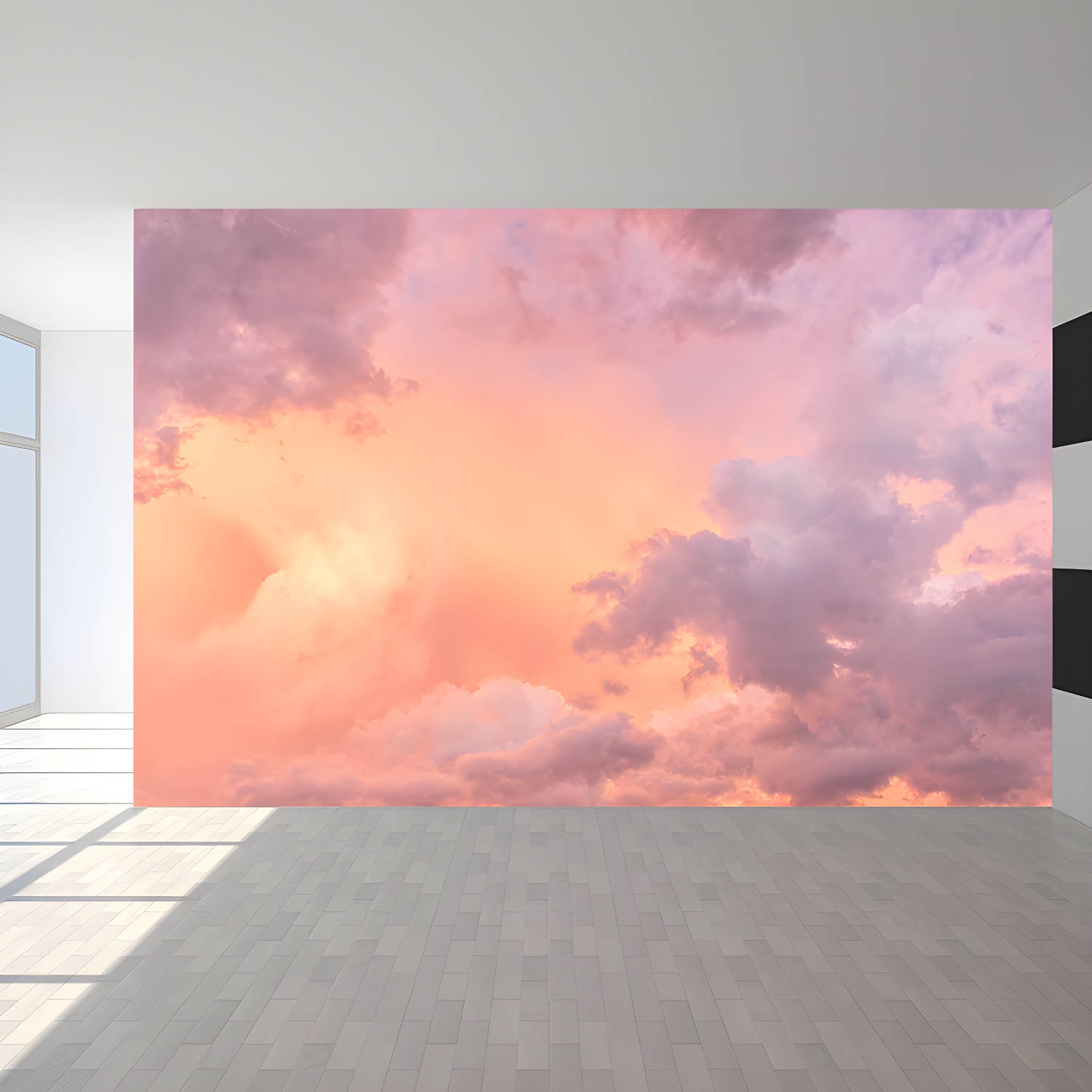 Modern Scenery Sunset Clouds Mural Pastel Colour Photography Wall Art for Bedroom