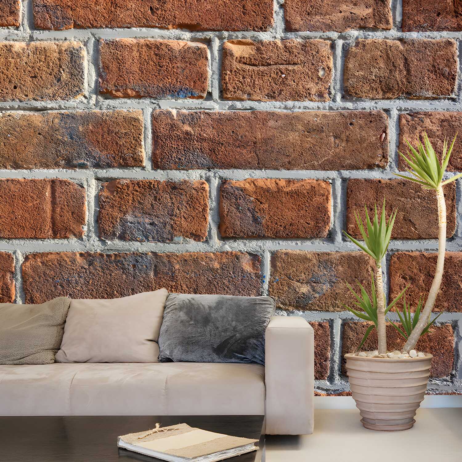Contemporary Brick Mural Decal Architecture Sitting Room Moisture Resistant Wall Decor