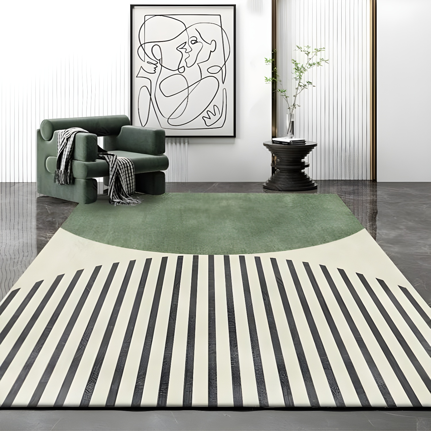 Colour Mixed Nordic Indoor Rug Polyester Abstract Print Carpet Non-Slip Backing Rug for Home Decor