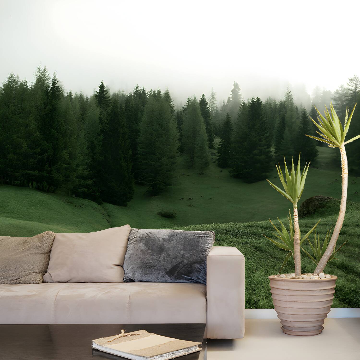 Huge Forest Modernist Wall Mural Decal Photography Stain Resistant for Living Room