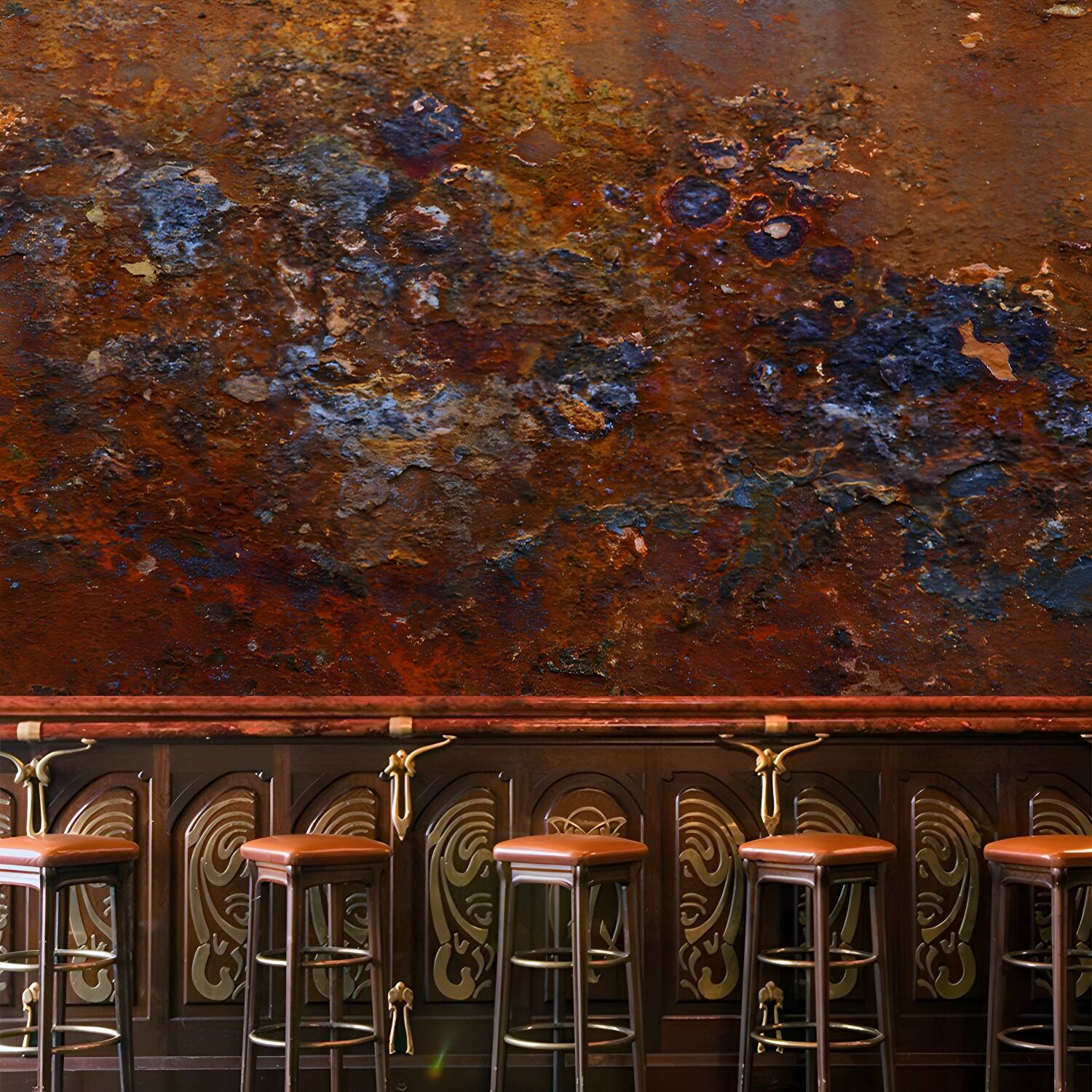 Rusty Metal Industrial Style Mural Wallpaper Stain Resistant Wall Art for Living Room