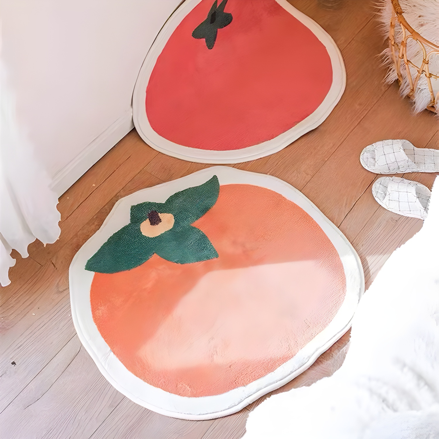 Fancy Kid Area Carpet Fruit Pattern Polyester Area Rug Stain Resistant Rug for Children's Room