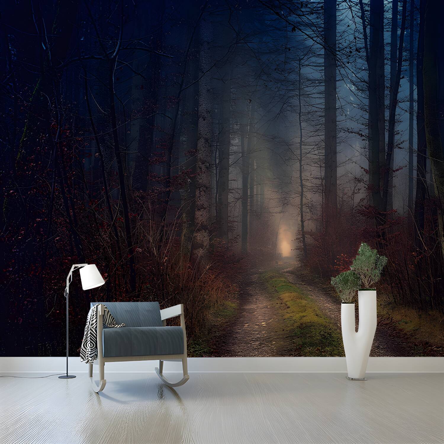 Photography Dark Forest Mural Wallpaper for Sitting Room Decor Multiple Sizes Available