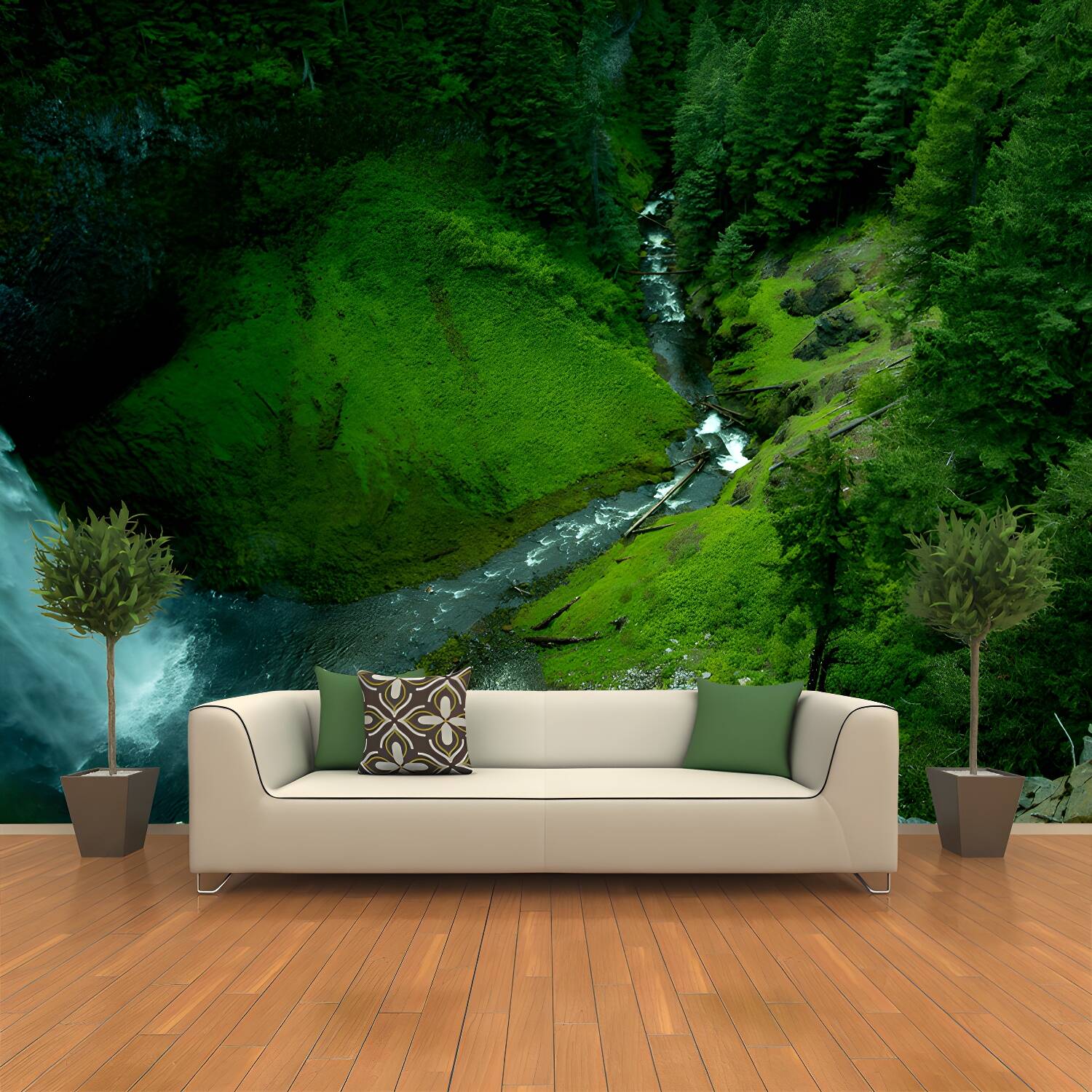 Huge Forest Landscapes Mural Photography Wall Covering for Dining Room