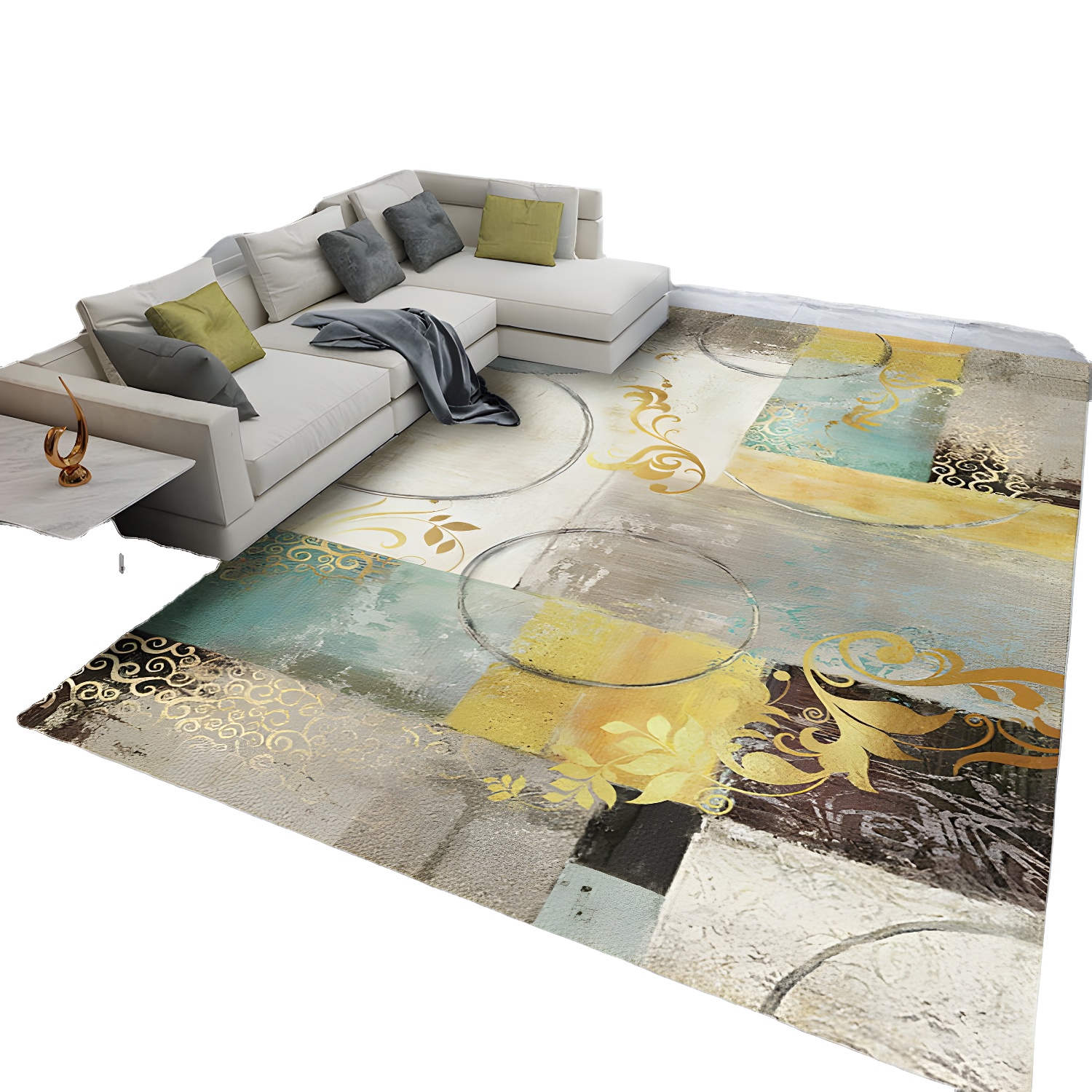 Black Nordic Rug Polyester Abstract Rug Non-Slip Backing Rug for Home Decor