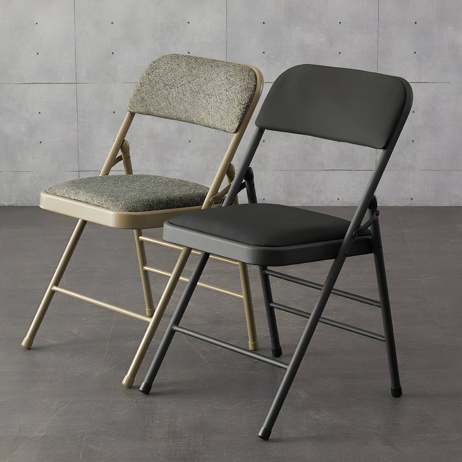 Industrial Style Folding Upholstered Side Chairs Open Back Dining Side Chairs