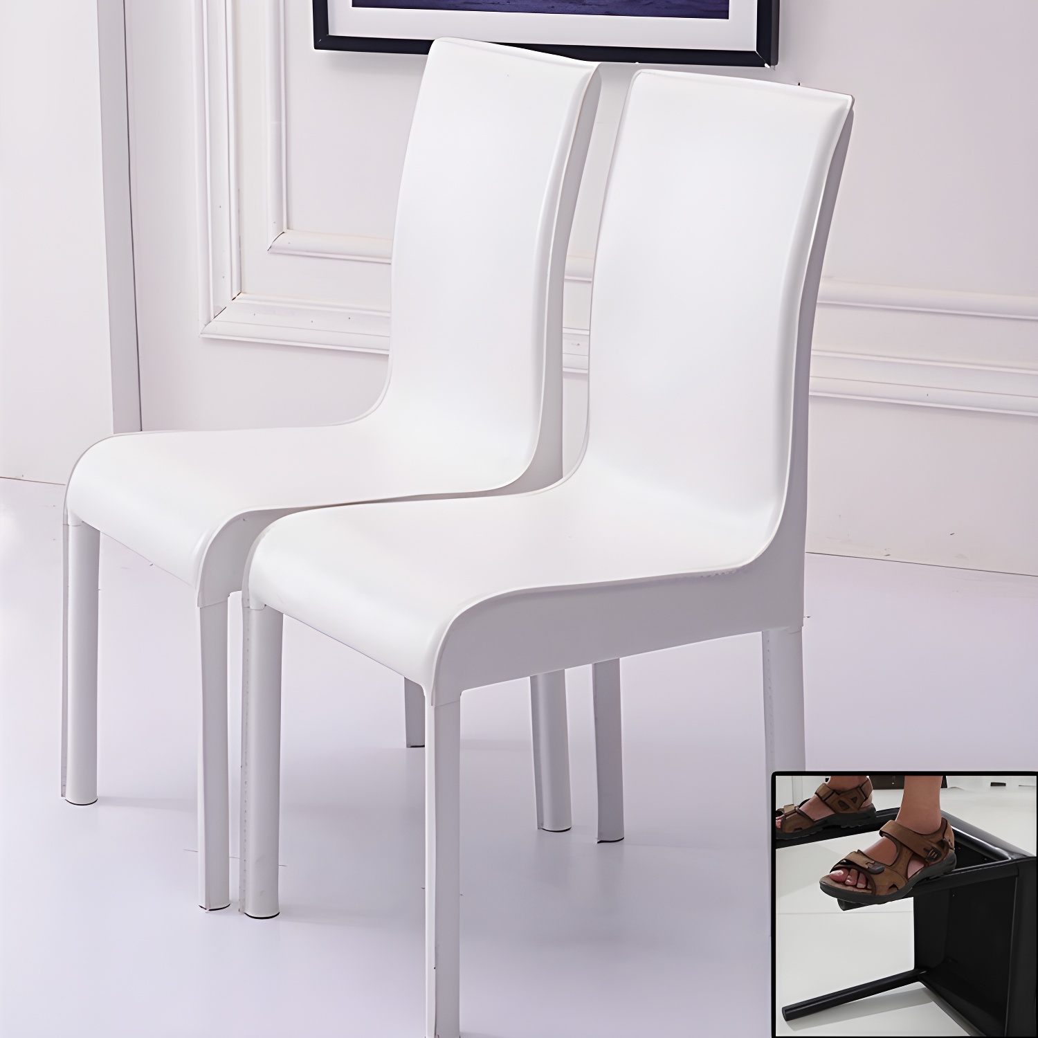 Contemporary Restaurant Leather Side Chair Solid Back Dining Chair (Set of 2)